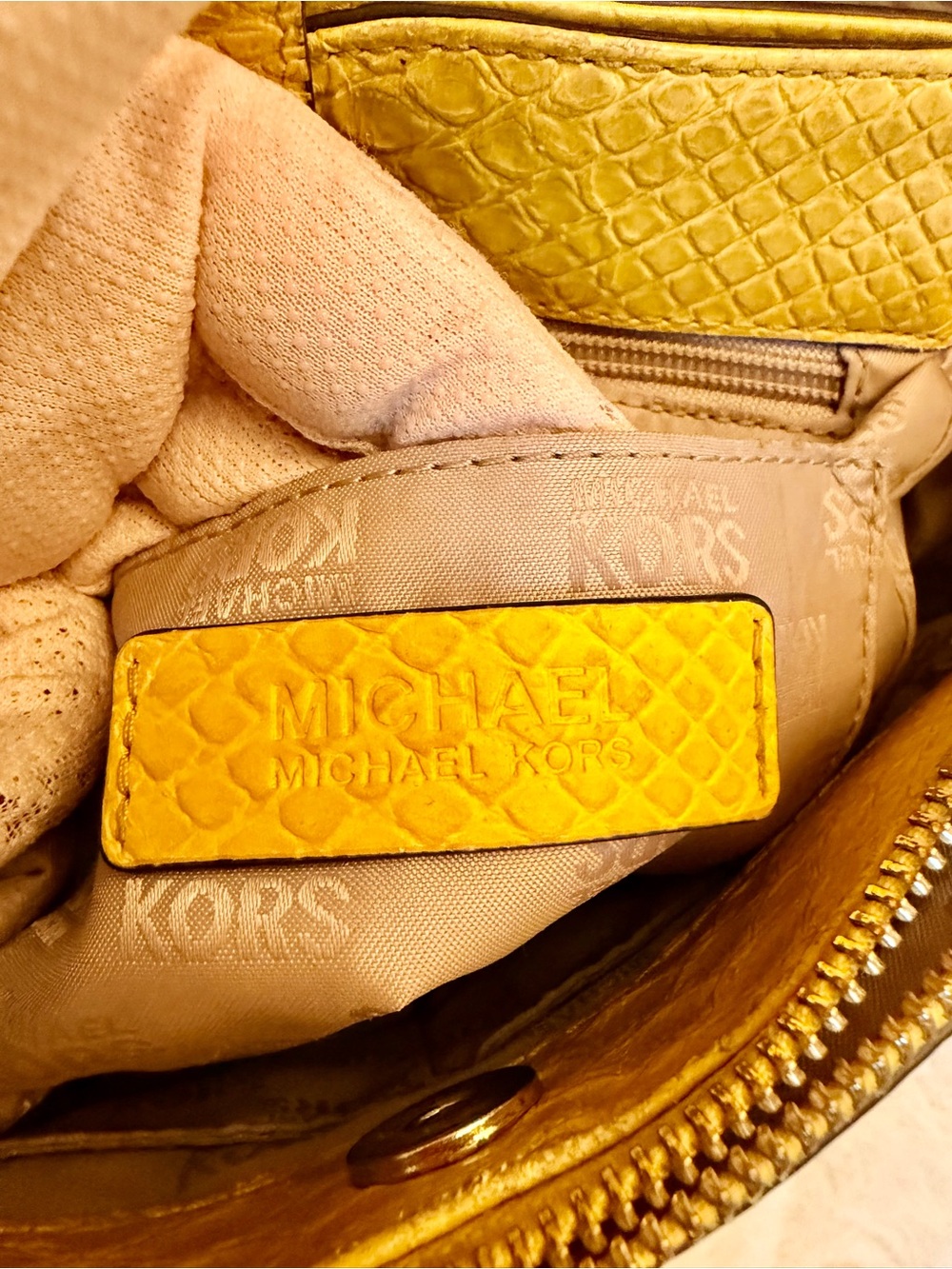 Michael Kors Preloved Croc-Embossed Leather Satchel w/Brand New Floral Strap - Picture 12 of 17